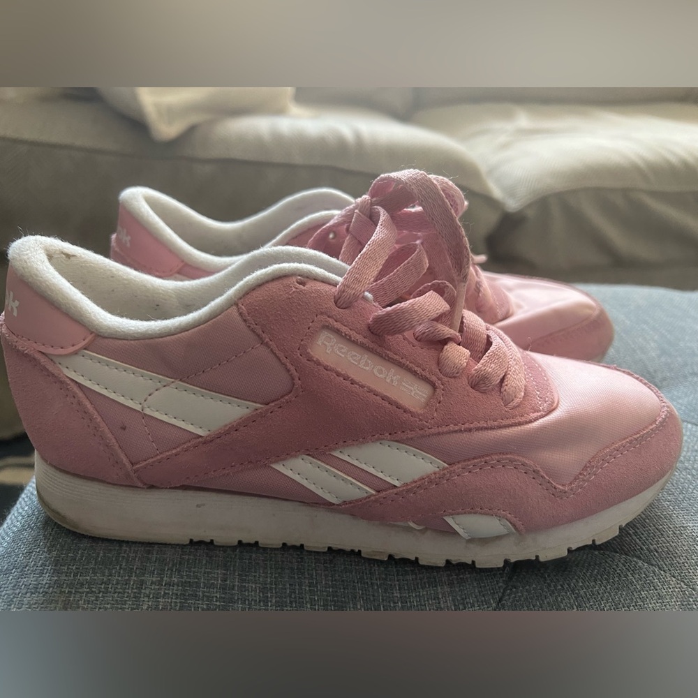 Reebok Pink and White Retro Sneakers